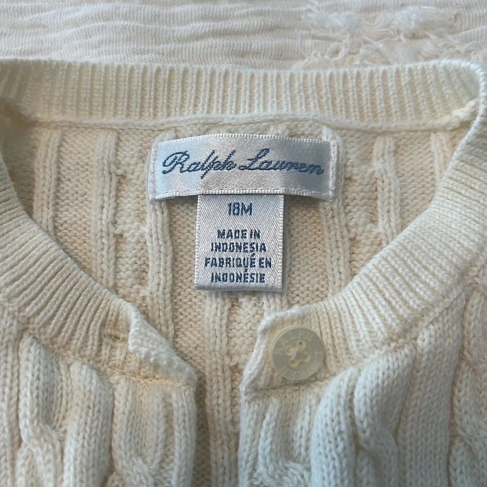 Ralph Lauren Cream Cable Knit Kids Cardigan